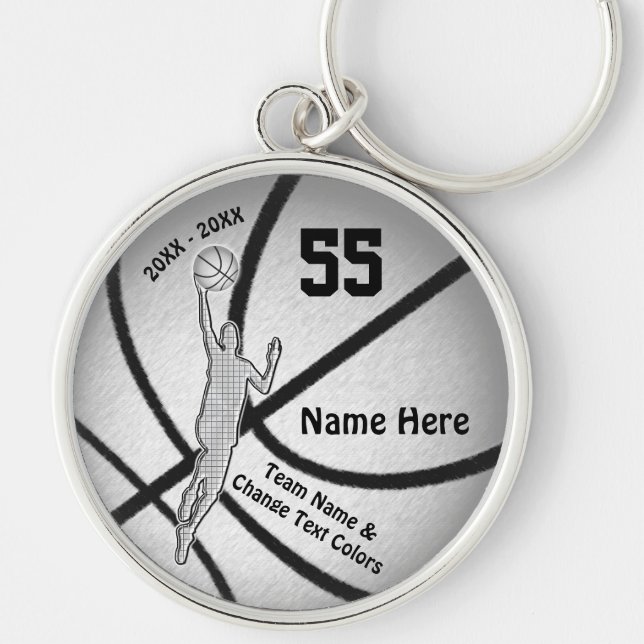 Basketball Gifts for Boys, Personalised Basketball Key Ring (Front)