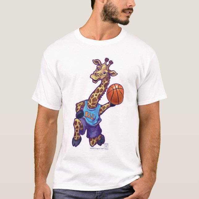 Basketball Giraffe Men's T-Shirts (Front)