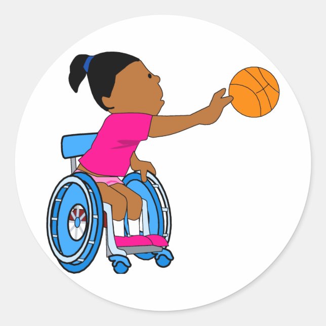 Basketball girl classic round sticker (Front)