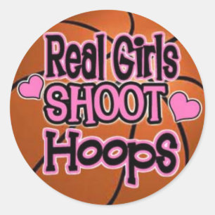 basketball girl classic round sticker