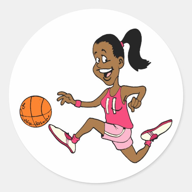 Basketball Girl Classic Round Sticker (Front)