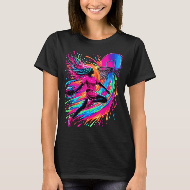 Basketball Girl Colourful  T-Shirt (Front)
