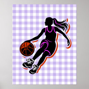 Basketball Girl Dribbling Poster