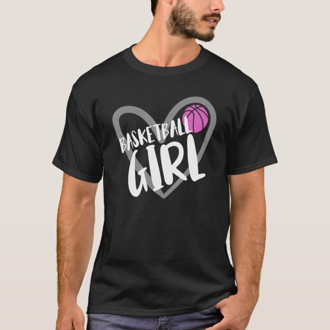 Basketball Girl Heart T-Shirt (Front)