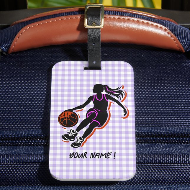 Basketball Girl Personalised Luggage Tag (Front Insitu 2)