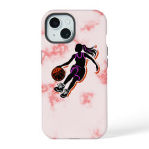 Basketball Girl Pink Marble IPhone 15 Case