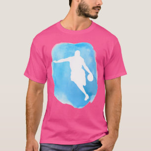 Basketball Girl Player Blue Watercolor T-Shirt