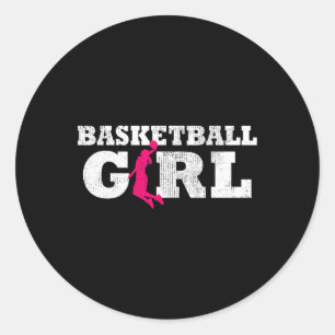 Basketball Girl Player Silhouette Sport Gift Classic Round Sticker