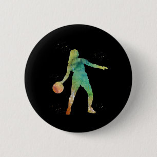 Basketball Girl Playing 6 Cm Round Badge