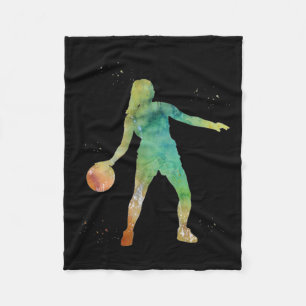 Basketball Girl Playing  Fleece Blanket