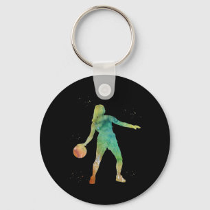 Basketball Girl Playing  Key Ring