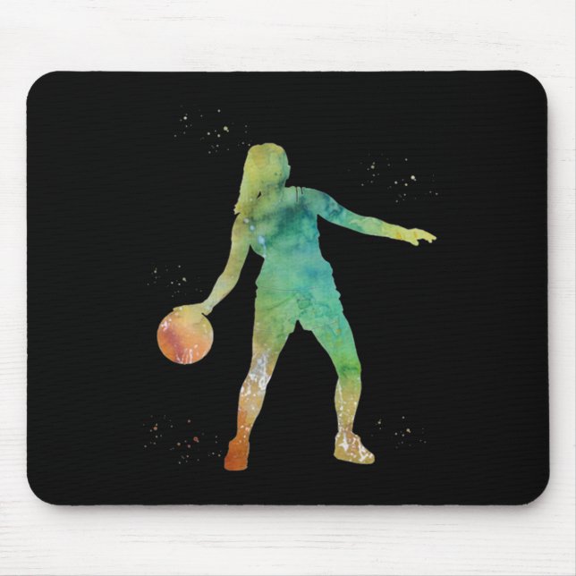 Basketball Girl Playing  Mouse Mat (Front)