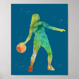 Basketball Girl Playing  Poster