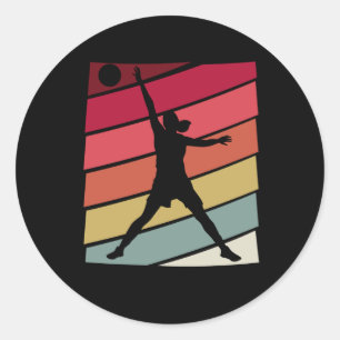 basketball Girl Retro Classic Round Sticker