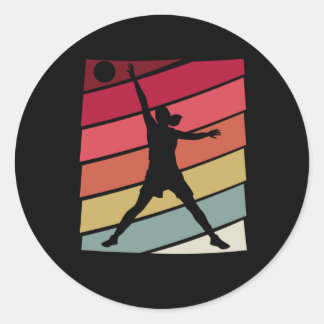 Basketball Girl Retro Classic Round Sticker