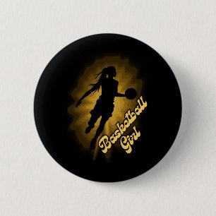 Basketball Girl Shadow In The Rays 6 Cm Round Badge