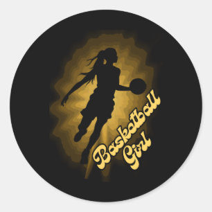 Basketball Girl Shadow In The Rays Classic Round Sticker