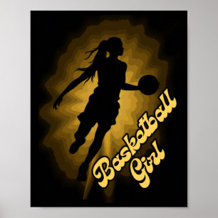 Basketball Girl Shadow In The Rays  Poster