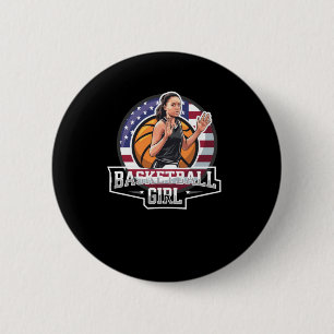 Basketball Girl Usa  6 Cm Round Badge