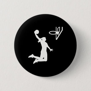 Basketball girl woman 6 cm round badge