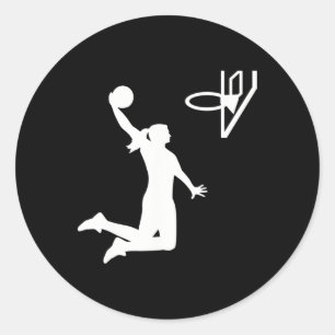 Basketball girl woman classic round sticker