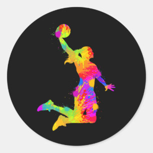 Basketball Girl Women Girls  Classic Round Sticker