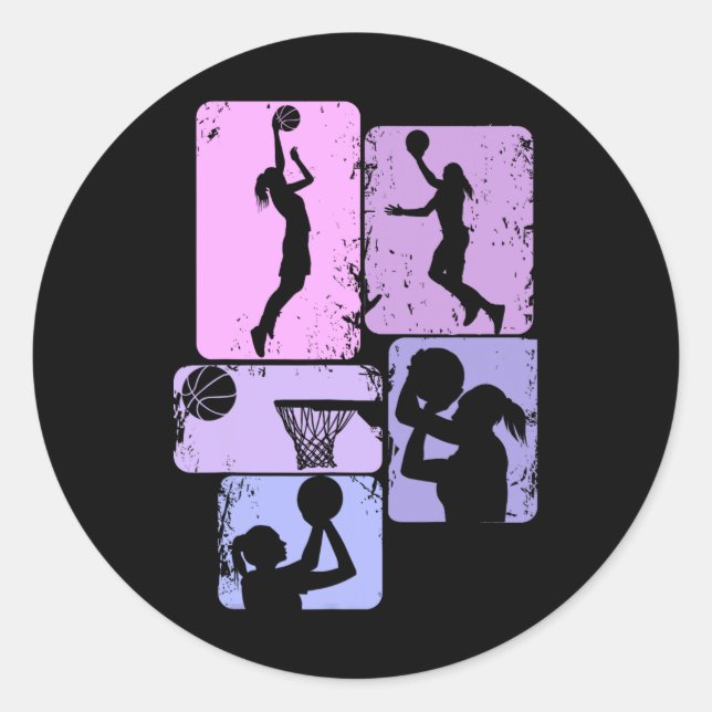 Basketball Girl Women Girls Kids  Classic Round Sticker (Front)
