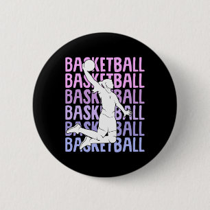 Basketball Girl Women Kids 6 Cm Round Badge
