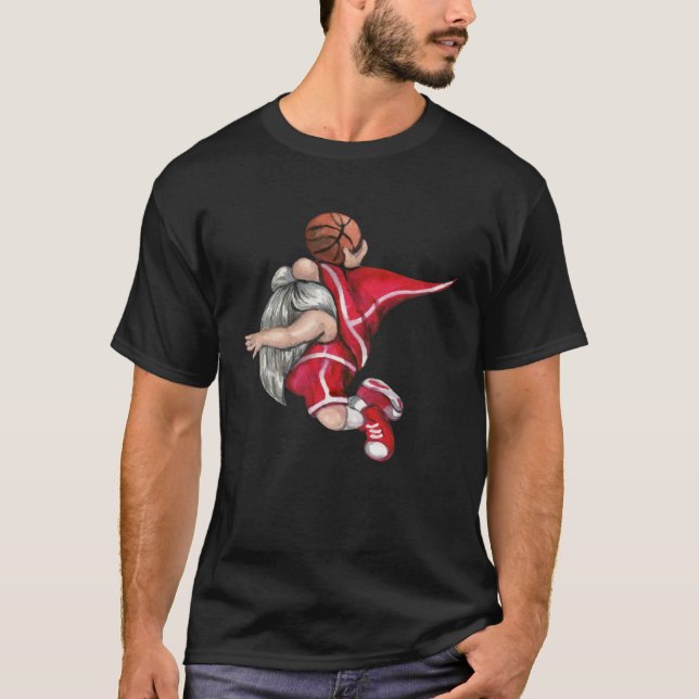 Basketball Gnome Buffalo Plaid Matching Family Chr T-Shirt (Front)
