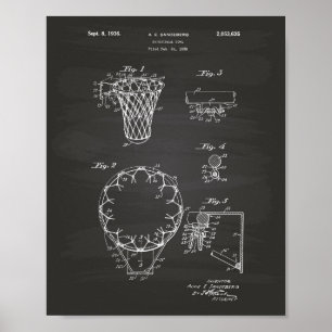 Basketball Goal 1936 Patent Art Chalkboard Poster
