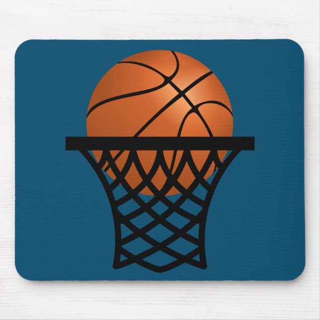 basketball going into hoop mouse mat (Front)