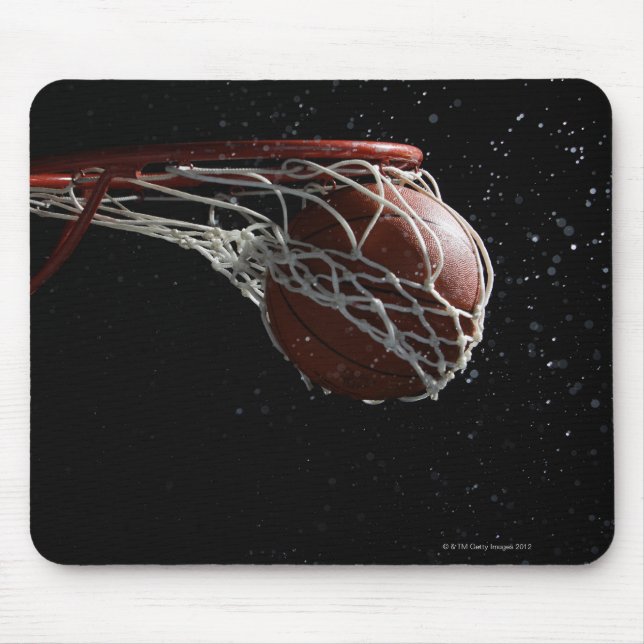 Basketball going through hoop 2 mouse mat (Front)