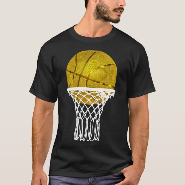 Basketball Gold Bball Trophy Sport Lover Gift Men  T-Shirt (Front)