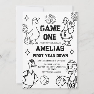 Basketball Goose 1st Birthday American Sports  Invitation