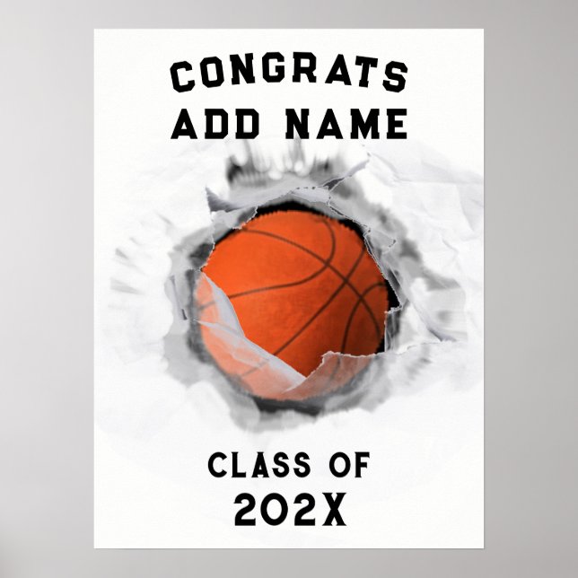 Basketball Graduation Congrats Poster (Front)