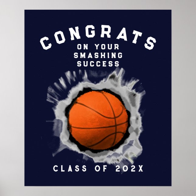 Basketball Graduation Congrats Poster (Front)