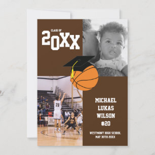 Basketball Graduation Sports Brown Announcement