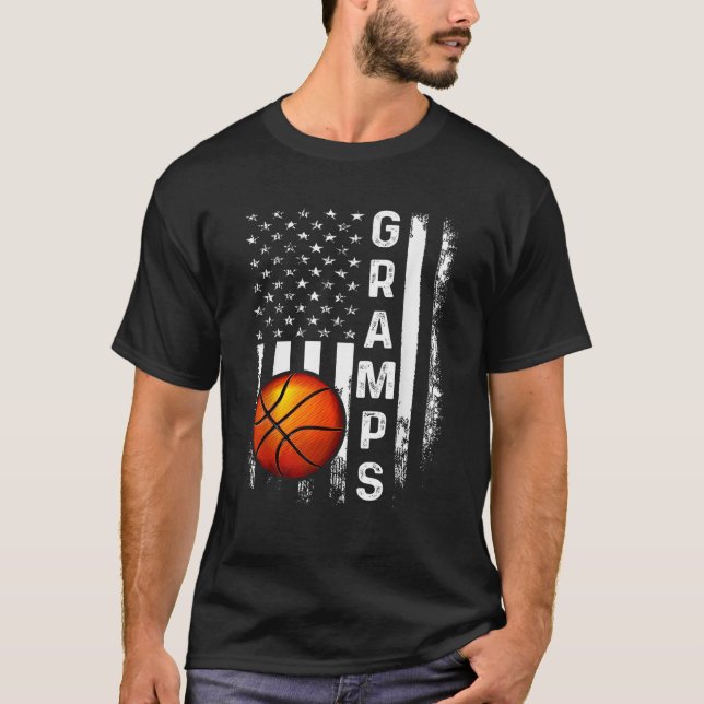 Basketball Gramps American Flag Vintage Christmas  T-Shirt (Front)