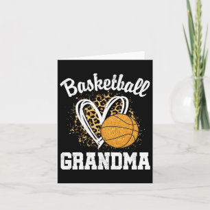 Basketball Grandma Leopard Heart Card