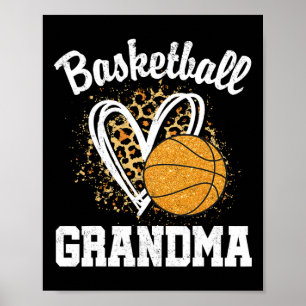 Basketball Grandma Leopard Heart  Poster