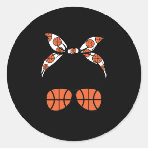 Basketball Grandma Life Messy Bun Classic Round Sticker