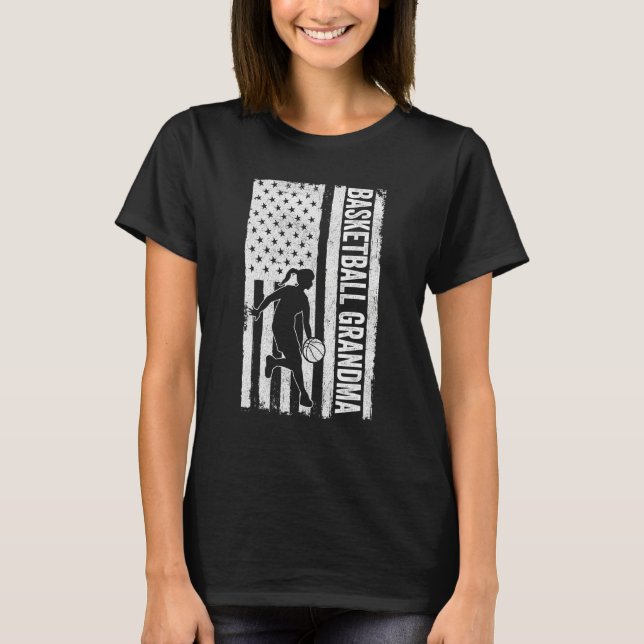 Basketball Grandma USA Flag Basketball Team Fan Fa T-Shirt (Front)