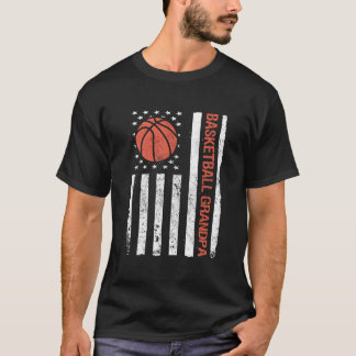 Basketball Grandpa Usa American Flag T-Shirt