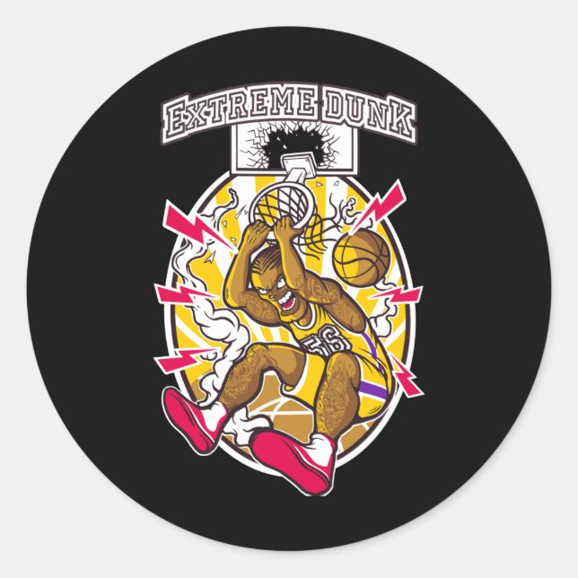 Basketball Graphic  Classic Round Sticker (Front)
