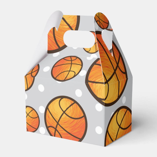 Basketball Grey Polka Dots Birthday Party  Favour Box (Front Side)