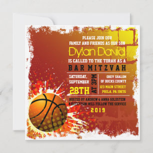 BASKETBALL GRUNGE Bar Mitzvah Invitation
