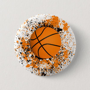 Basketball Grunge Paint Splatter Orange Black Cool 6 Cm Round Badge