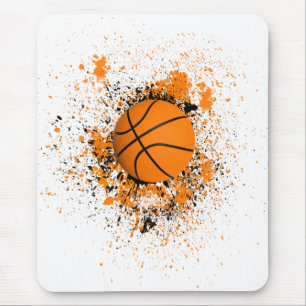 Basketball Grunge Paint Splatter Orange Black Cool Mouse Mat