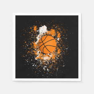 Basketball Grunge Paint Splatter Orange Black Napkin