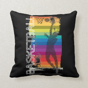Basketball Grunge Rainbow Illustration Black Cushion